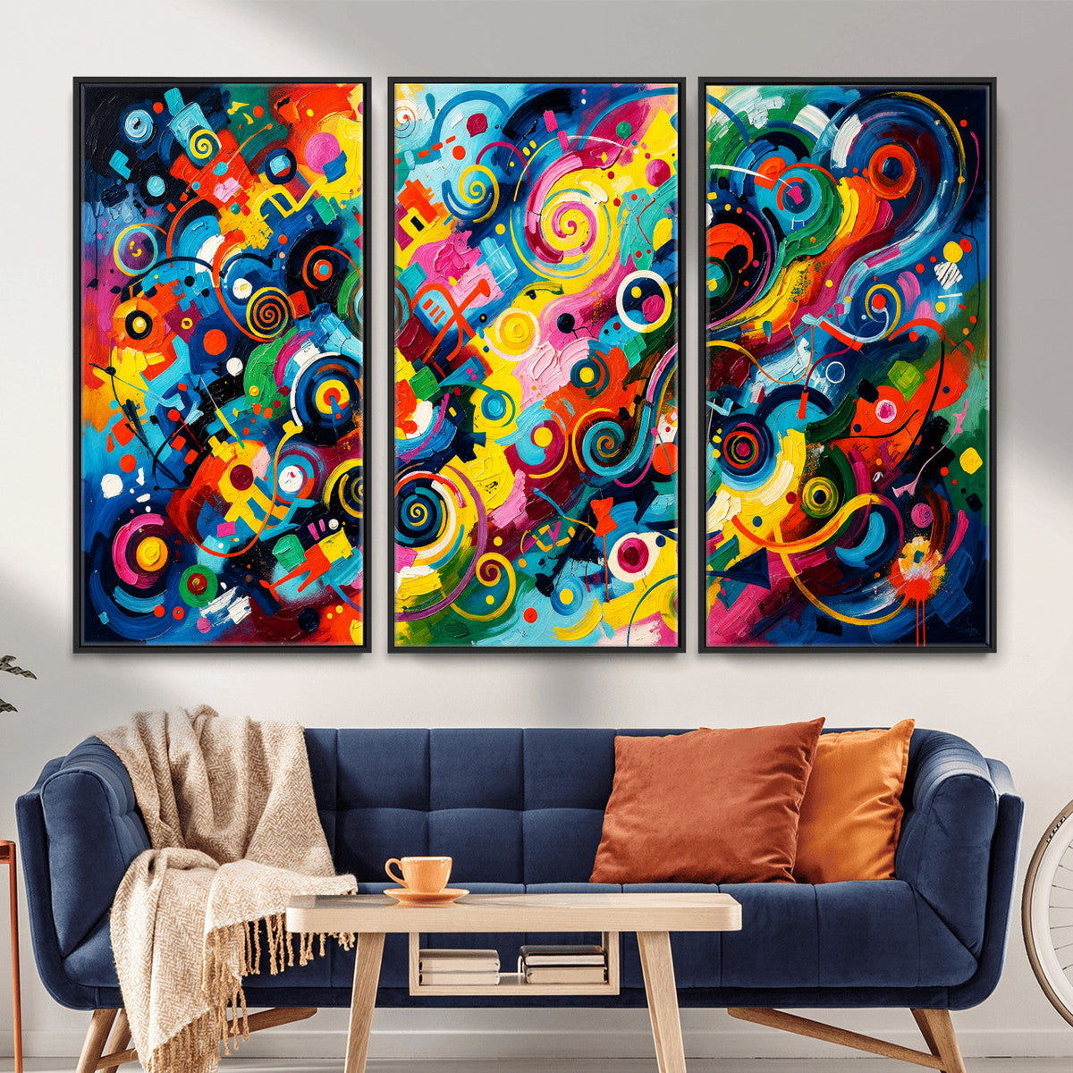 Geometric Abstract Wall Art Canvas Print, Bold Color