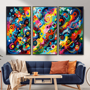 Geometric Abstract Wall Art Canvas Print, Bold Color