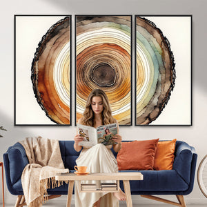 Natural Wood Slice Wall Art Canvas Print, Tree Ring Wall