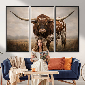 Texas Longhorn Canvas Wall Art Western Bull Desert Moody