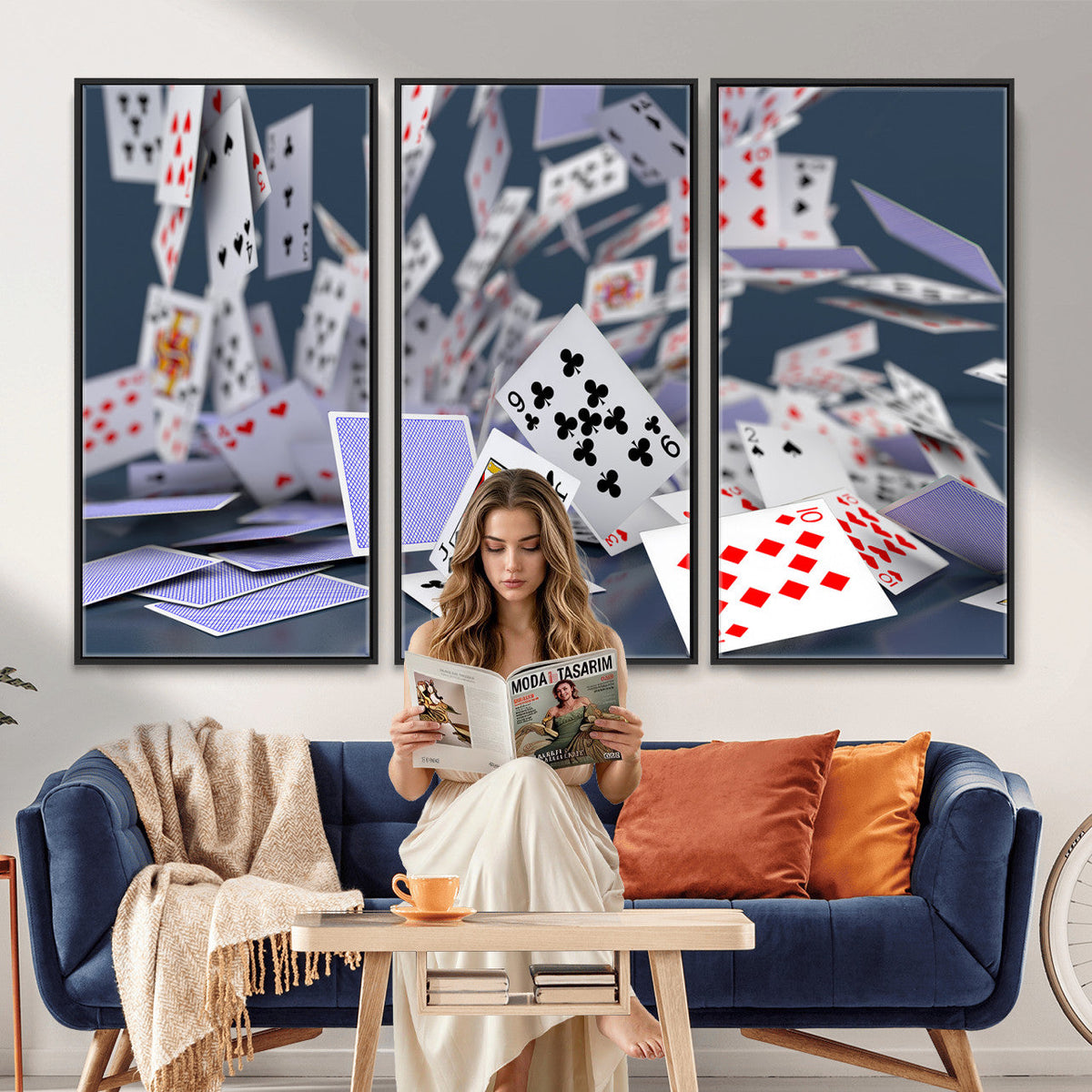 Playing Cards Canvas Wall Art | Casino Game Room Decor,