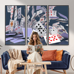 Playing Cards Canvas Wall Art | Casino Game Room Decor,