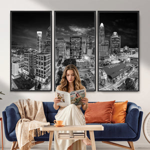Charlotte Skyline Canvas Wall Art Print – North Carolina Cityscape Photography Print