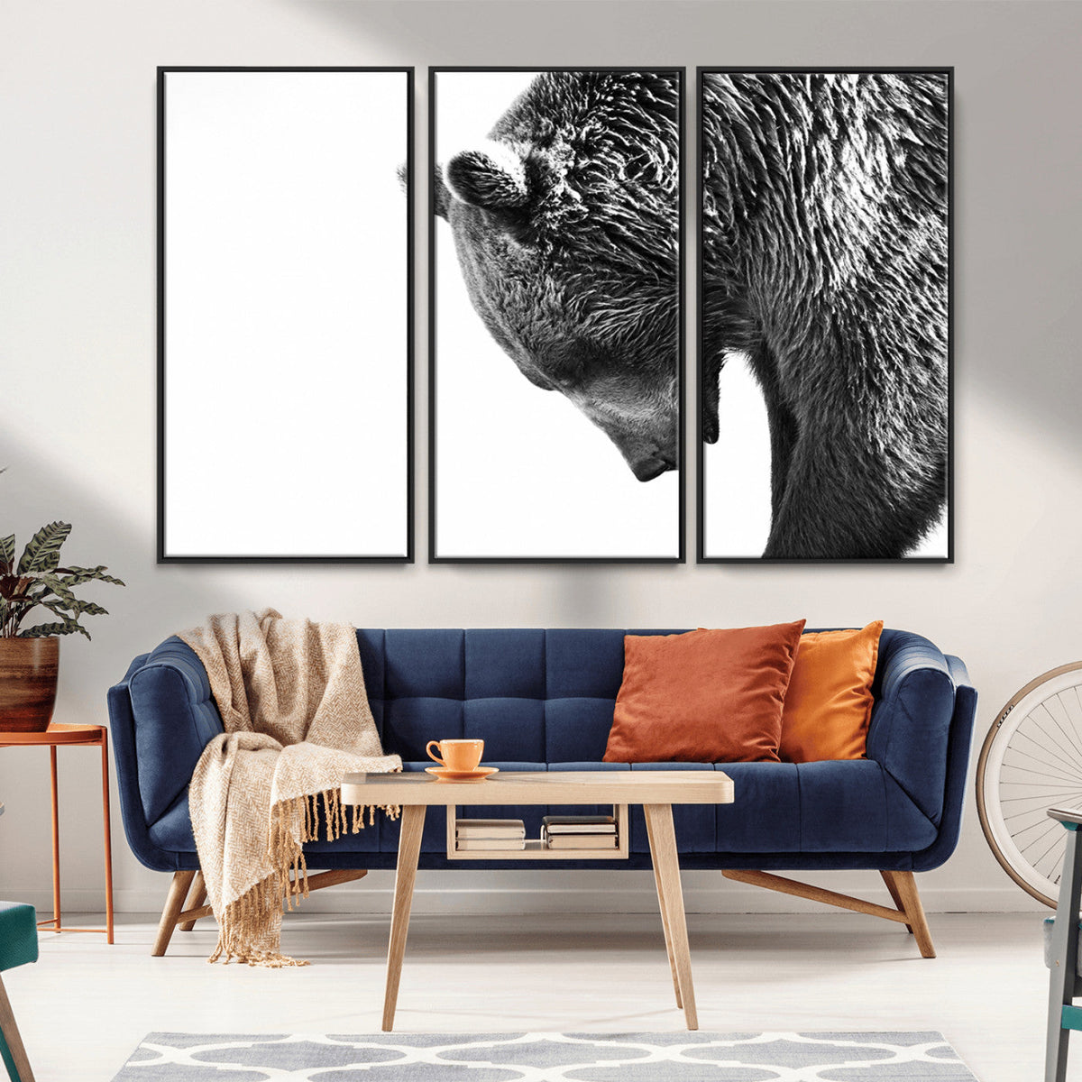 Black and White Grizzly 399 Bear Canvas Print Wall Art |