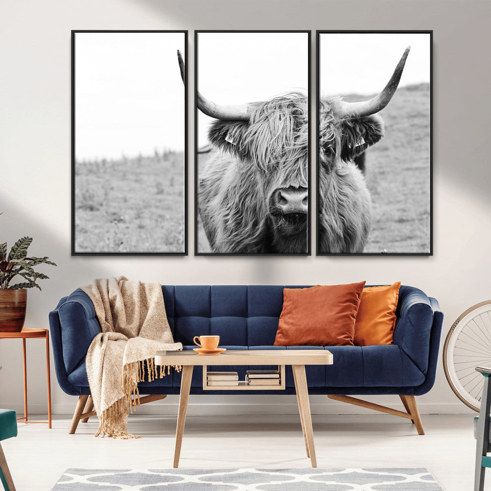 Newfoundland Cow Art Wall Art, Black White Cow Art Wall Art