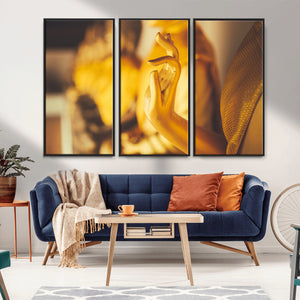 Gold Buddha Statue Hands Wall Art Canvas Print