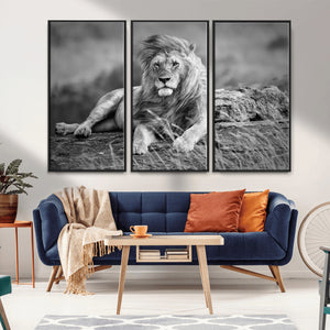 King Forest Lion Wall Art Canvas Print – Framed Majestic