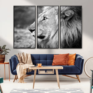 Lion Wall Art Canvas Print – Framed Majestic Wildlife