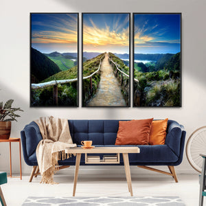 Mountain and Sunset Wall Art Canvas Print