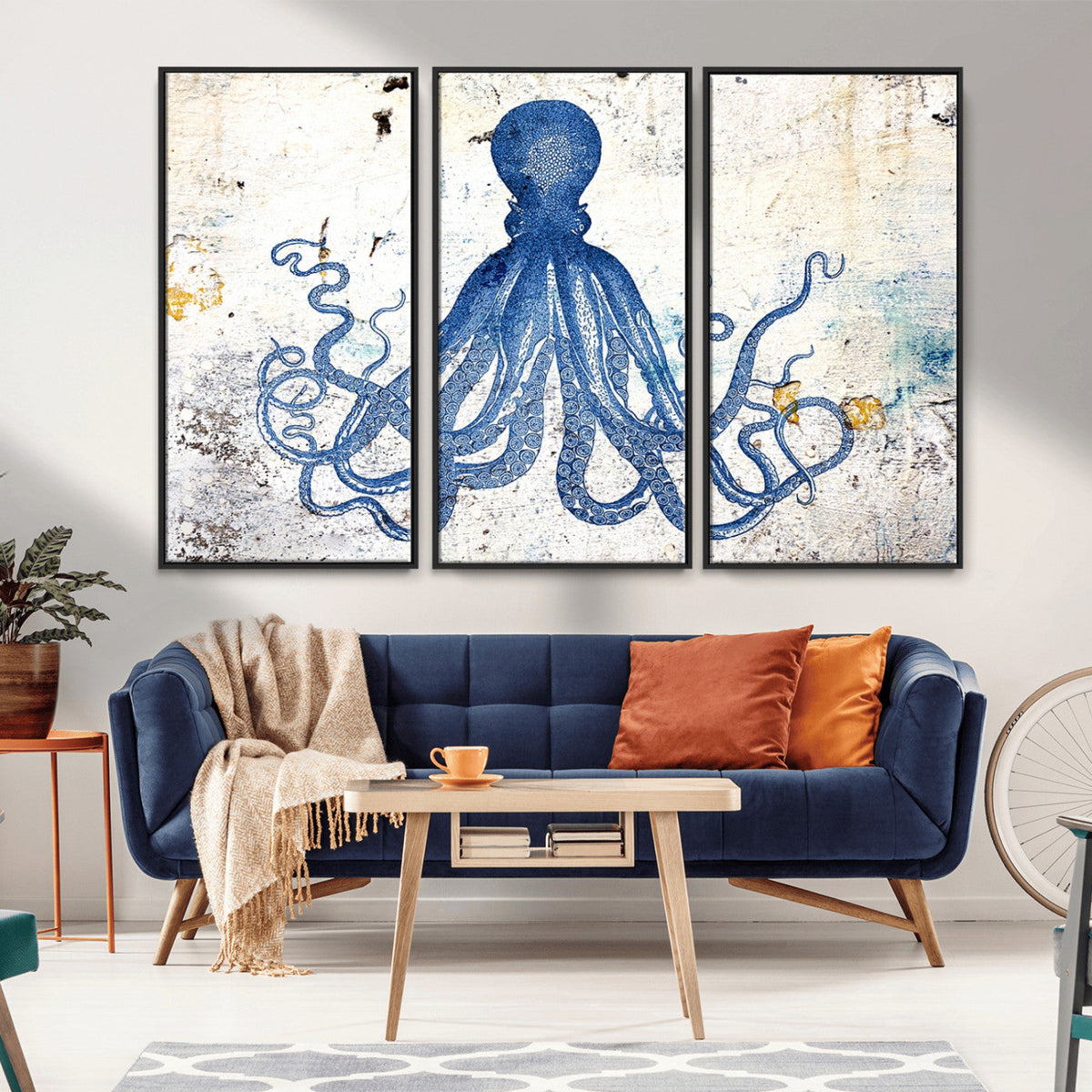 Octopus Canvas Wall Art | Coastal Marine Life Artwork for