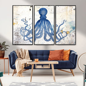 Octopus Canvas Wall Art | Coastal Marine Life Artwork for