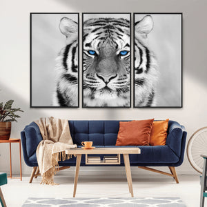 Black and White Tiger Wall Art Animal Canvas Print