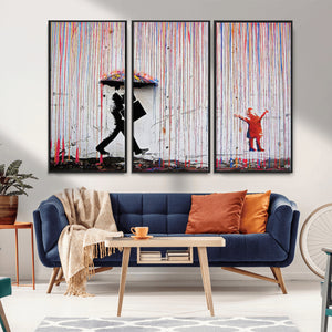 Banksy Wall Art Canvas Print, Framed Graffiti Art Picture
