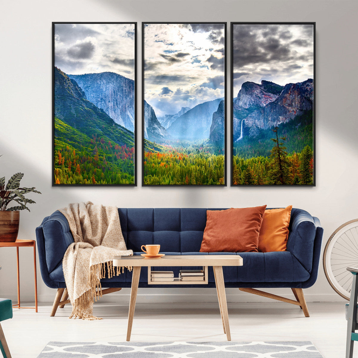 Yosemite Park Half Dome 3 Panel Canvas Print | Large Giclée