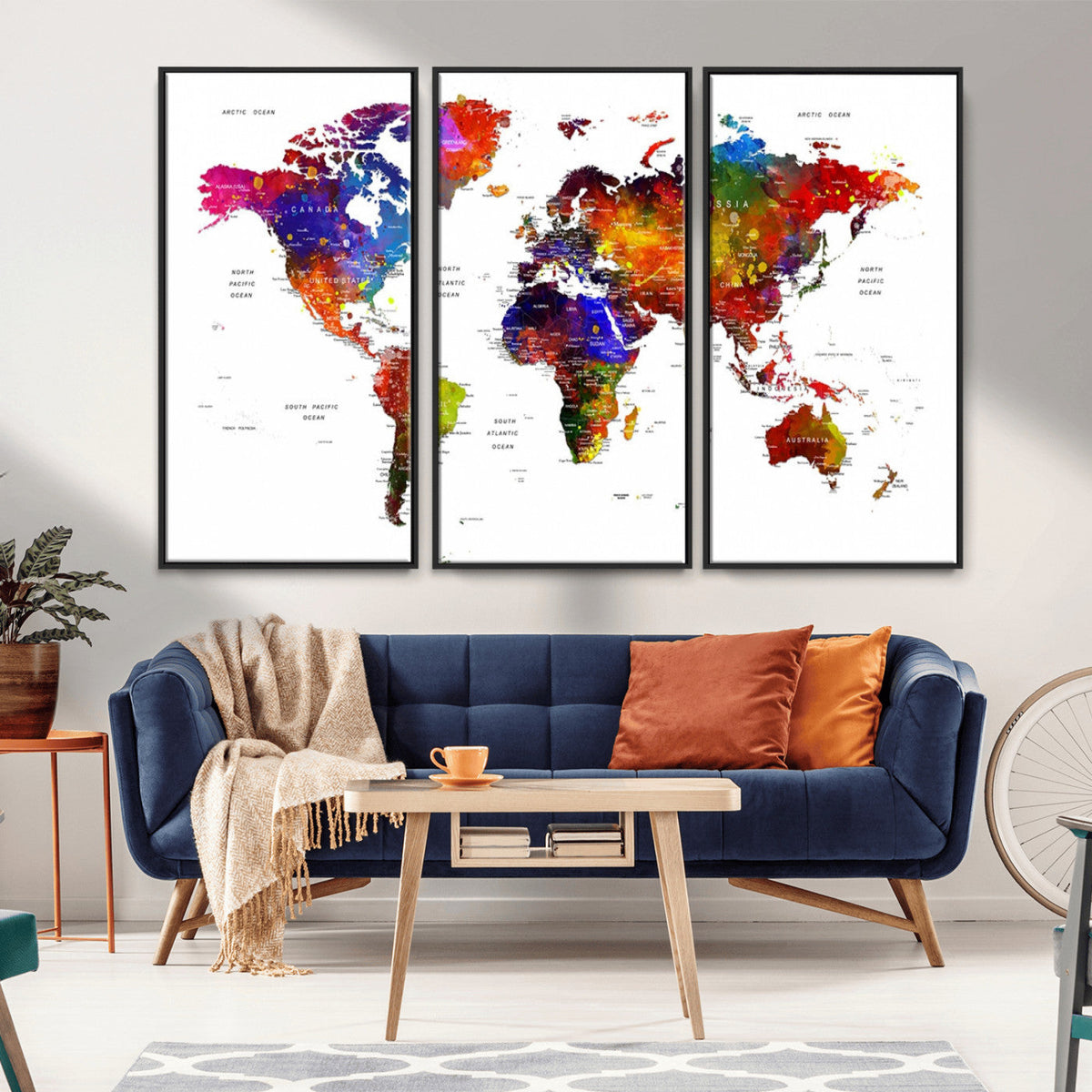 World Map Canvas Print – Detailed Map of the World Wall Art