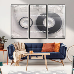 Vintage Cassette Tape Canvas Wall Art - Inspirational 'Life
