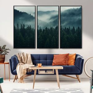 Captivating Misty Forest Wall Art Premium Canvas Print,