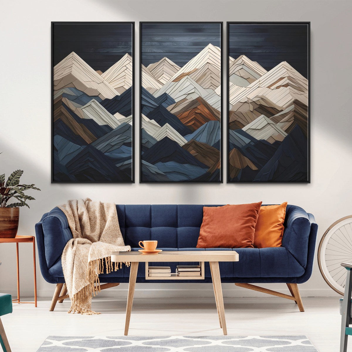 Mountain Wall Art – Modern Geometric Landscape Canvas Print,