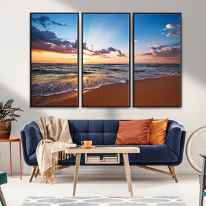 Golden Hour Beach Sunset Wall Art | Canvas Print | Ready to