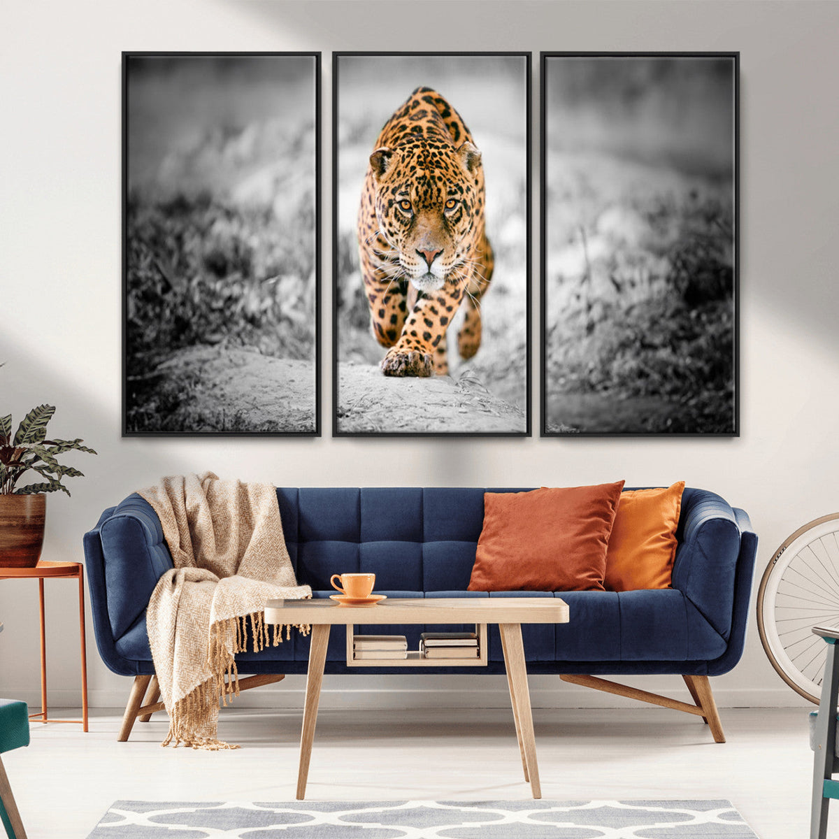 Jaguar Wall Art Canvas Print - Majestic Big Cat in Focused