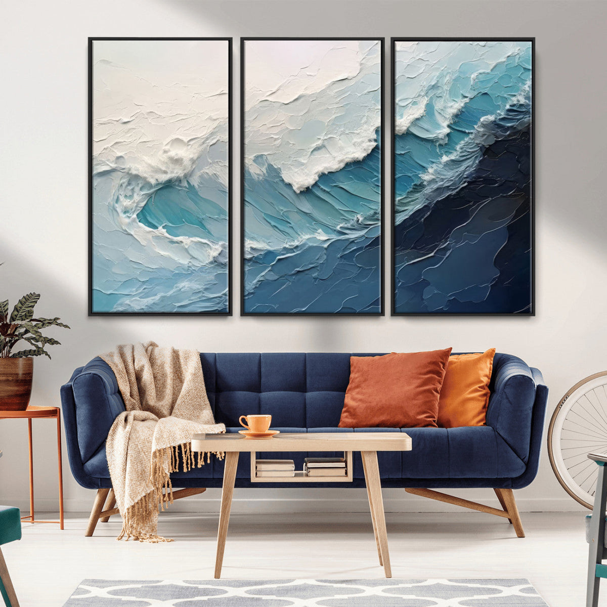 Ocean Wave Canvas Wall Art Print – Coastal Living Room Large