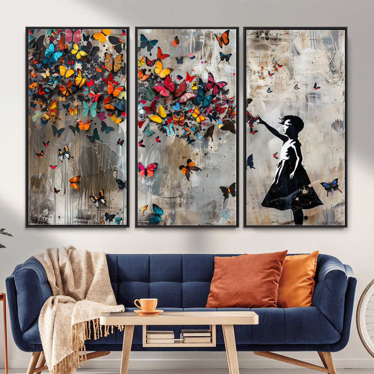 Banksy Wall Art - Banksy Girl and Butterfly Explosion Wall