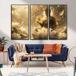 Golden Buddha Wall Art | Yoga Room Decor and Meditation Room