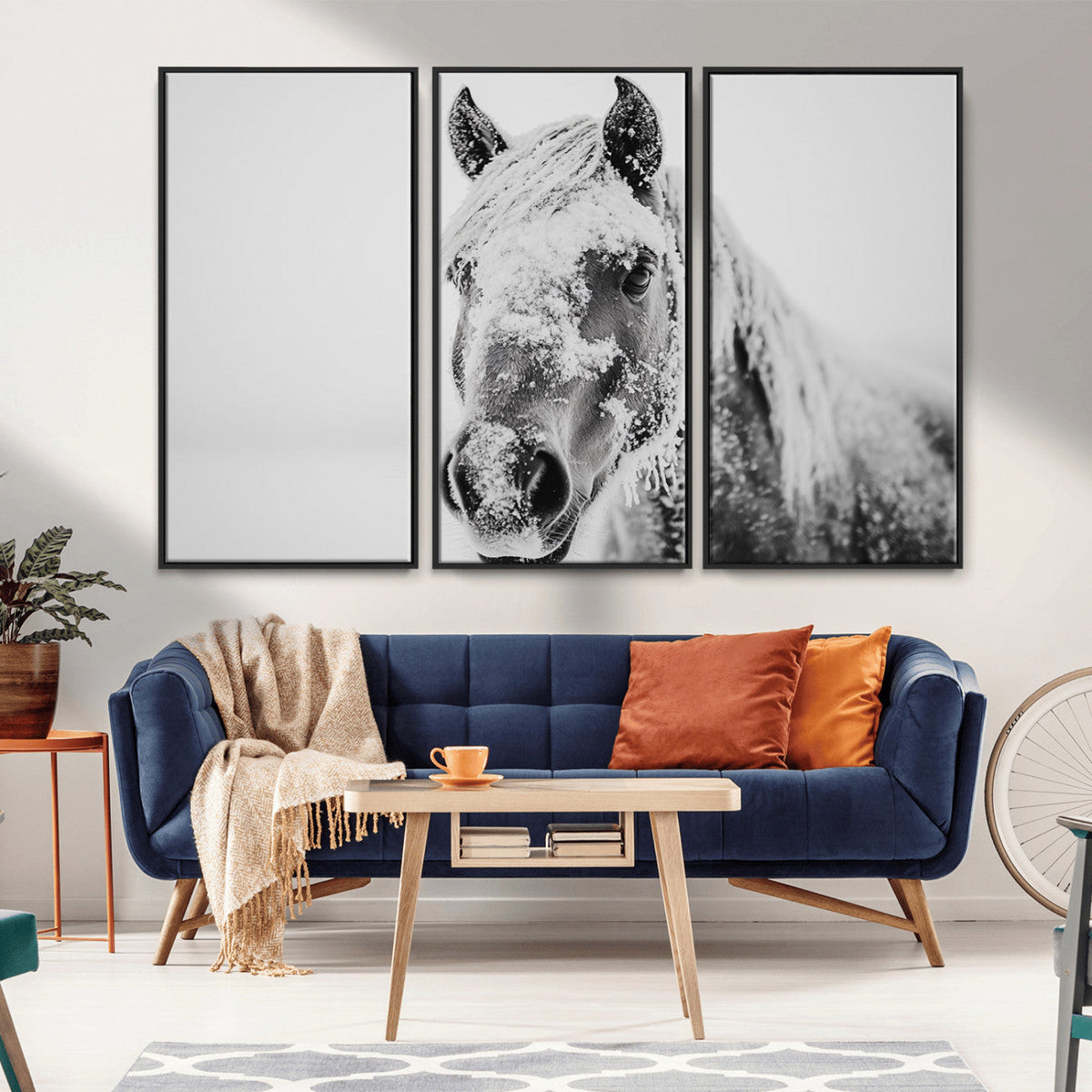 White Horse Wall Art | Ready to Hang and Framed | Winter