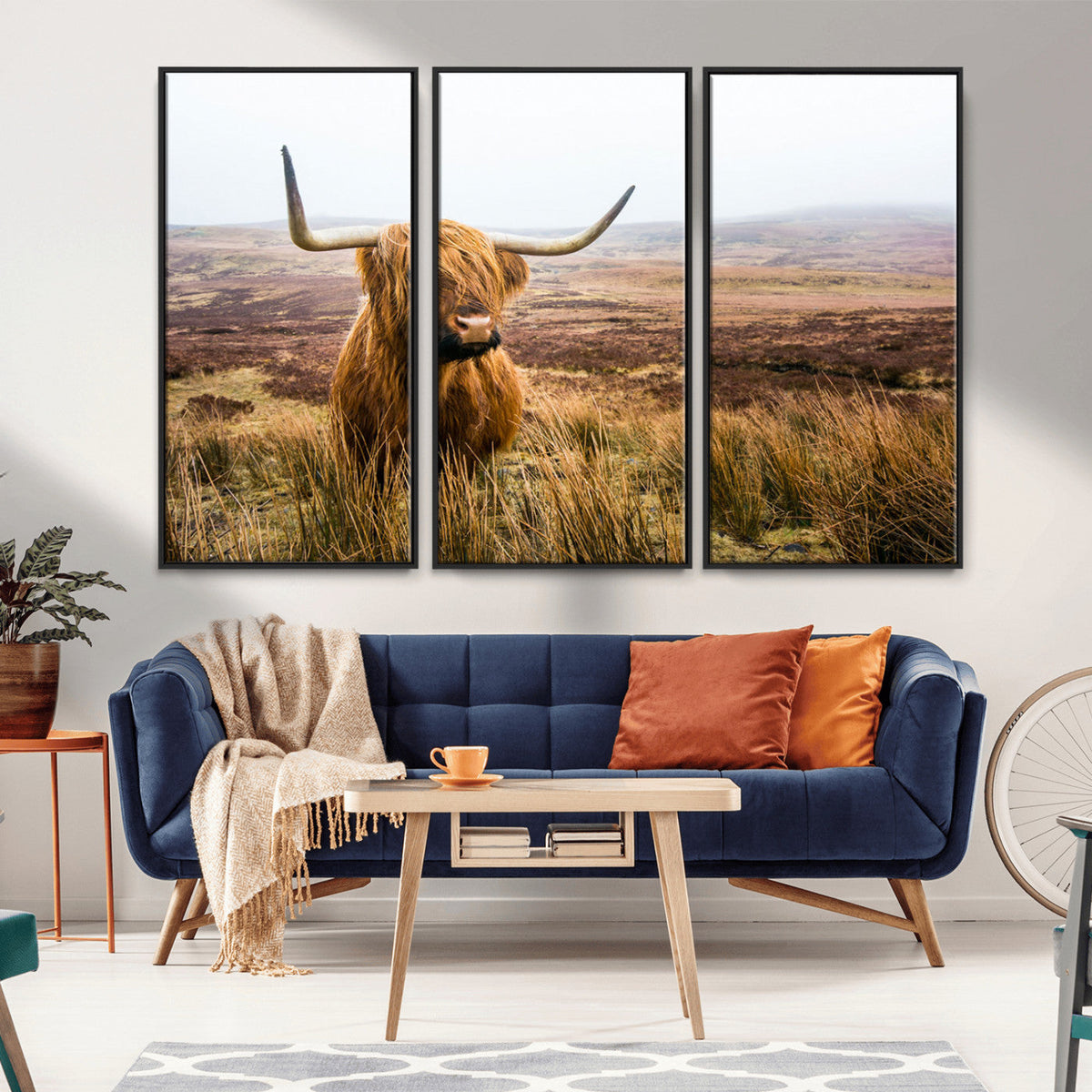 Scottish Highland Cow Canvas Wall Art – Rustic Farmhouse
