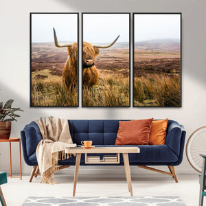 Scottish Highland Cow Canvas Wall Art – Rustic Farmhouse