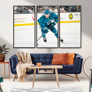 San Jose Sharks Ice Hockey Player Wall Art Canvas Print