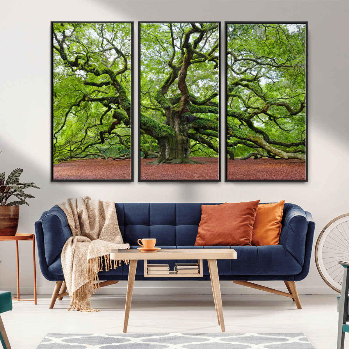 Framed Angel Oak Tree Wall Art - 3-Panel Canvas Prints,