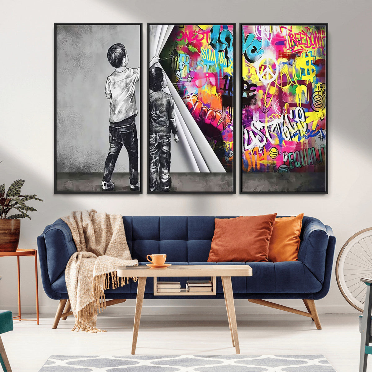Banksy Print - Street Art Canvas Wall Art - Kids Revealing