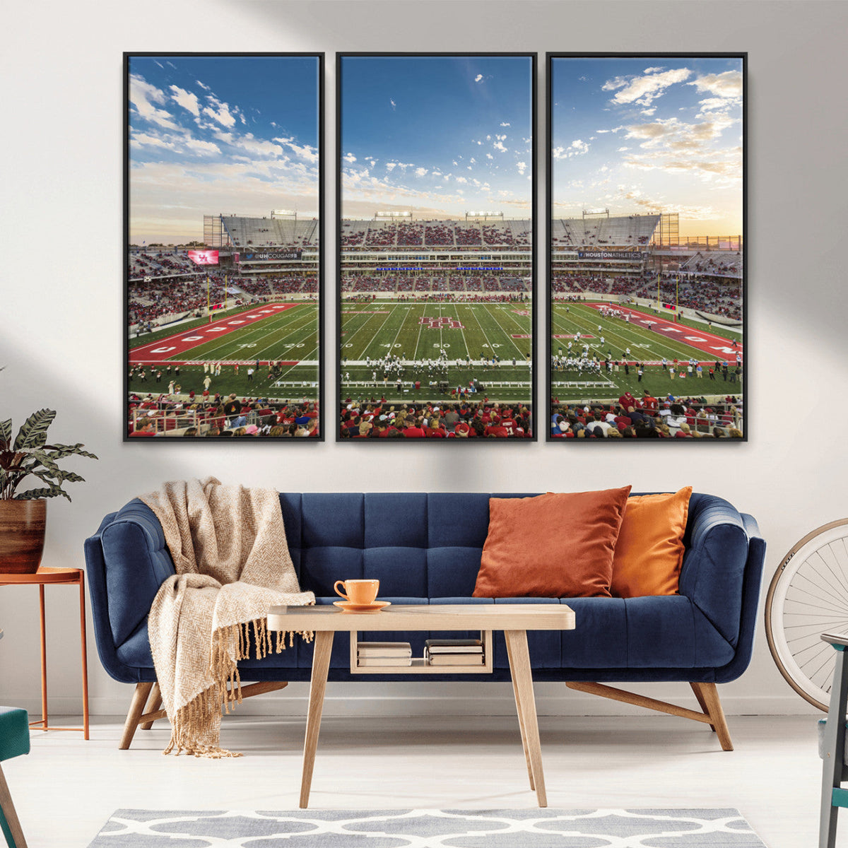 Framed Houston Cougars Football Team Print - Houston TDECU
