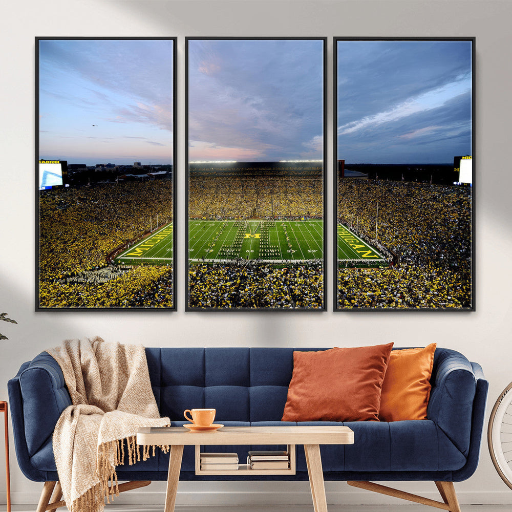 Michigan Stadium Wall Art Canvas Print, Vibrant Game Day