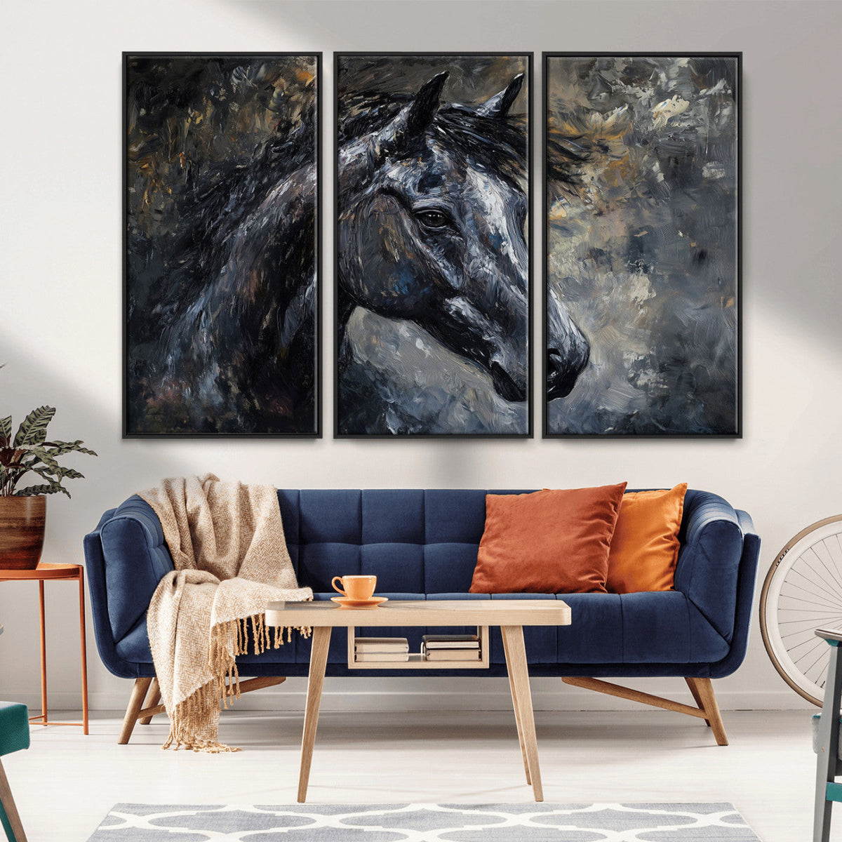 Large Abstract Horse Wall Art Canvas Print | Farmhouse Wall