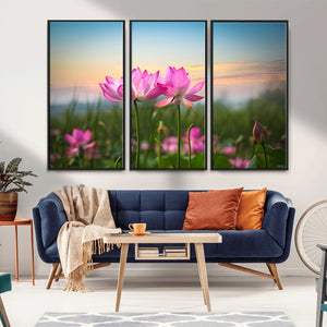 Pink Flower on the Mountain Canvas Print, Framed Pink Flower