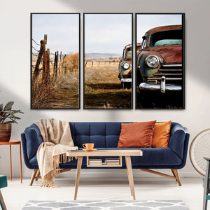 Old Rustic Classic Car Wall Art Canvas Print