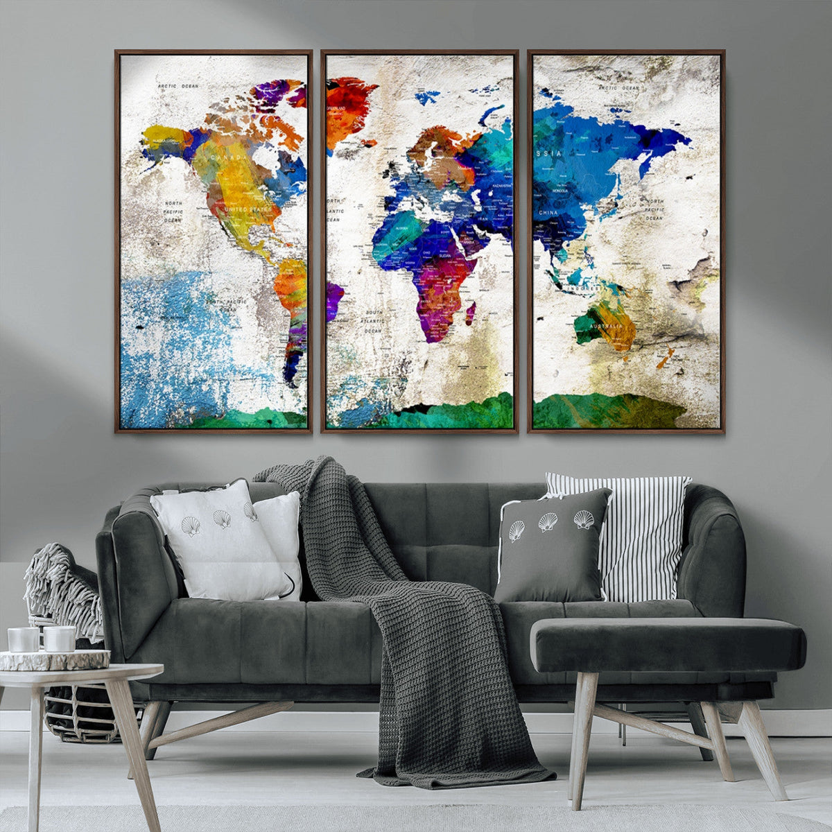 World Map Canvas Print – Framed Travel Map Wall Art for