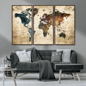 World Map Canvas Print – Detailed Map of the World Wall Art