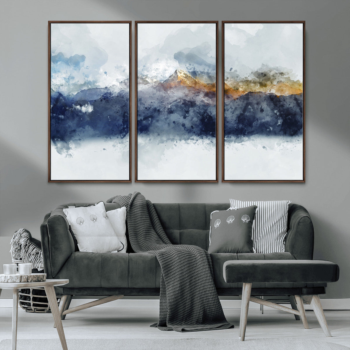 Abstract Mountain Range Art Canvas Print | 3 Panel