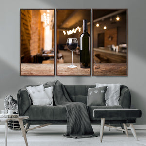 Wine and Bottle Wall Art Canvas Print
