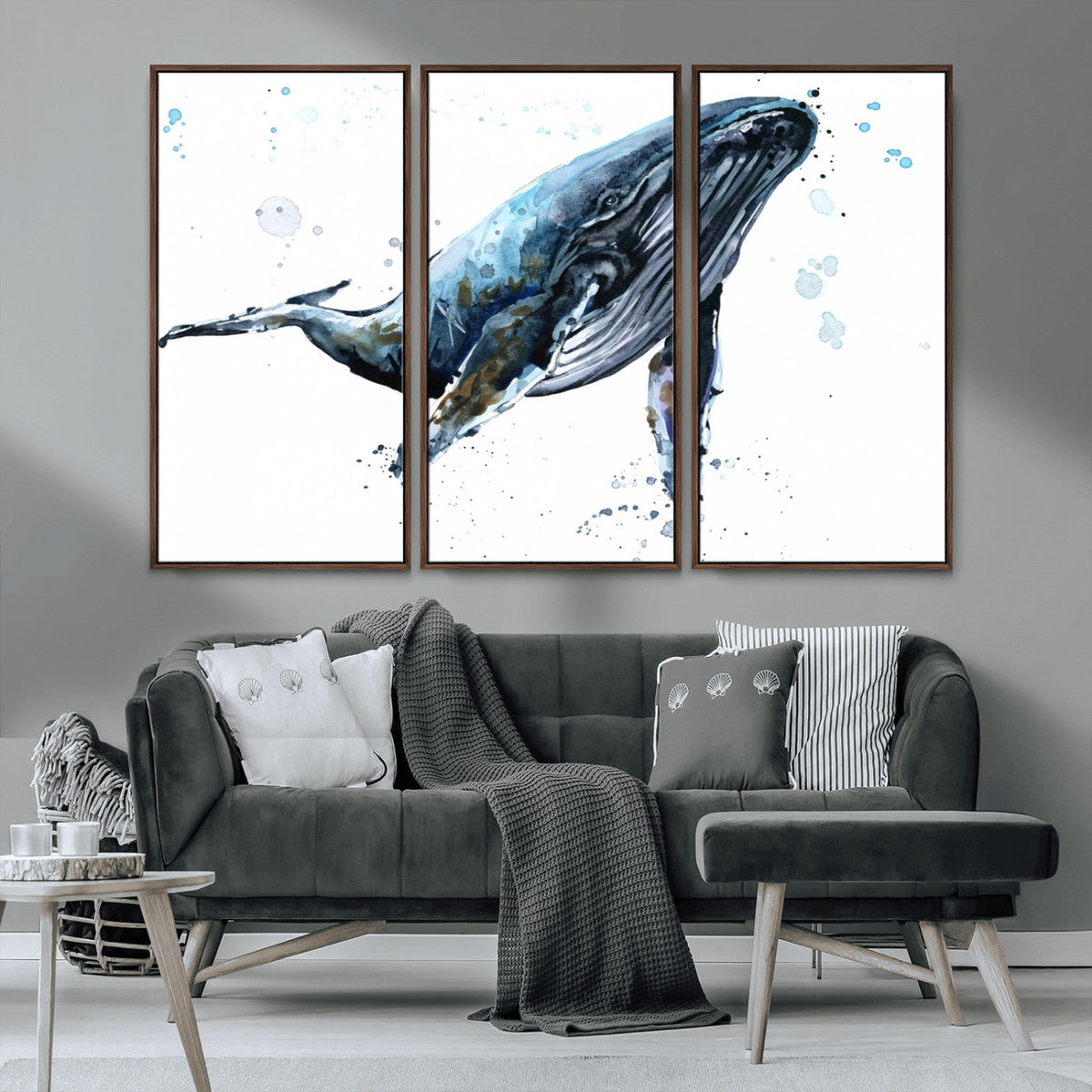 Watercolor Whale Wall Art Canvas Print