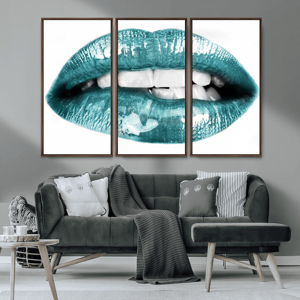 Blue Lips Wall Art Canvas Print