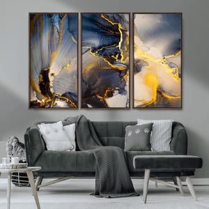Large Abstract Wall Art Print -  Gold and Blue Abstract
