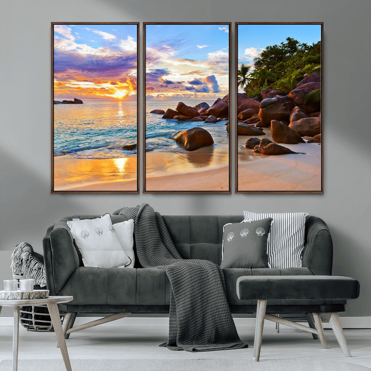 Tropical Island Beach Sunset Canvas Print