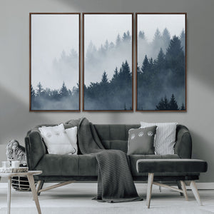 Foggy Pine Forest Wall Art Canvas Print