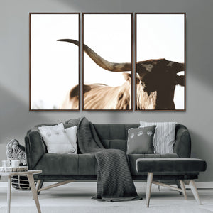Texas Longhorn Wall Art Canvas Print | 3-Panel Large
