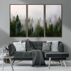 Forest Wall Art Canvas Print | Foggy Forest Wall Art | Pine