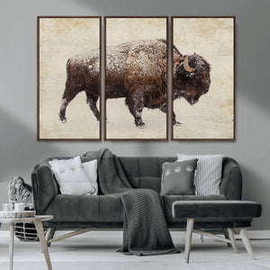 Buffalo Wall Art, Western Bison Canvas Print, Rustic Buffalo